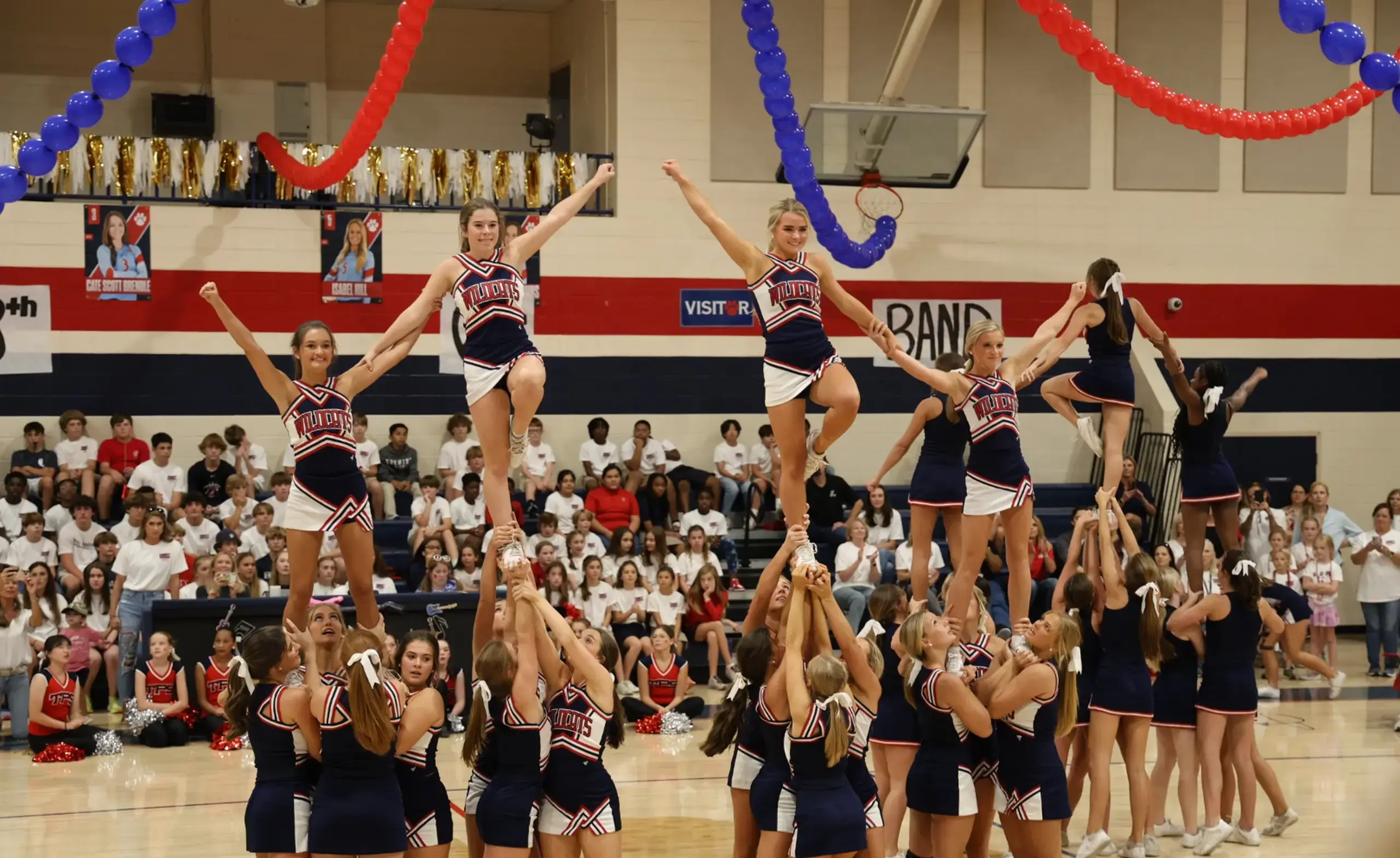 Cheerleaders stunting
