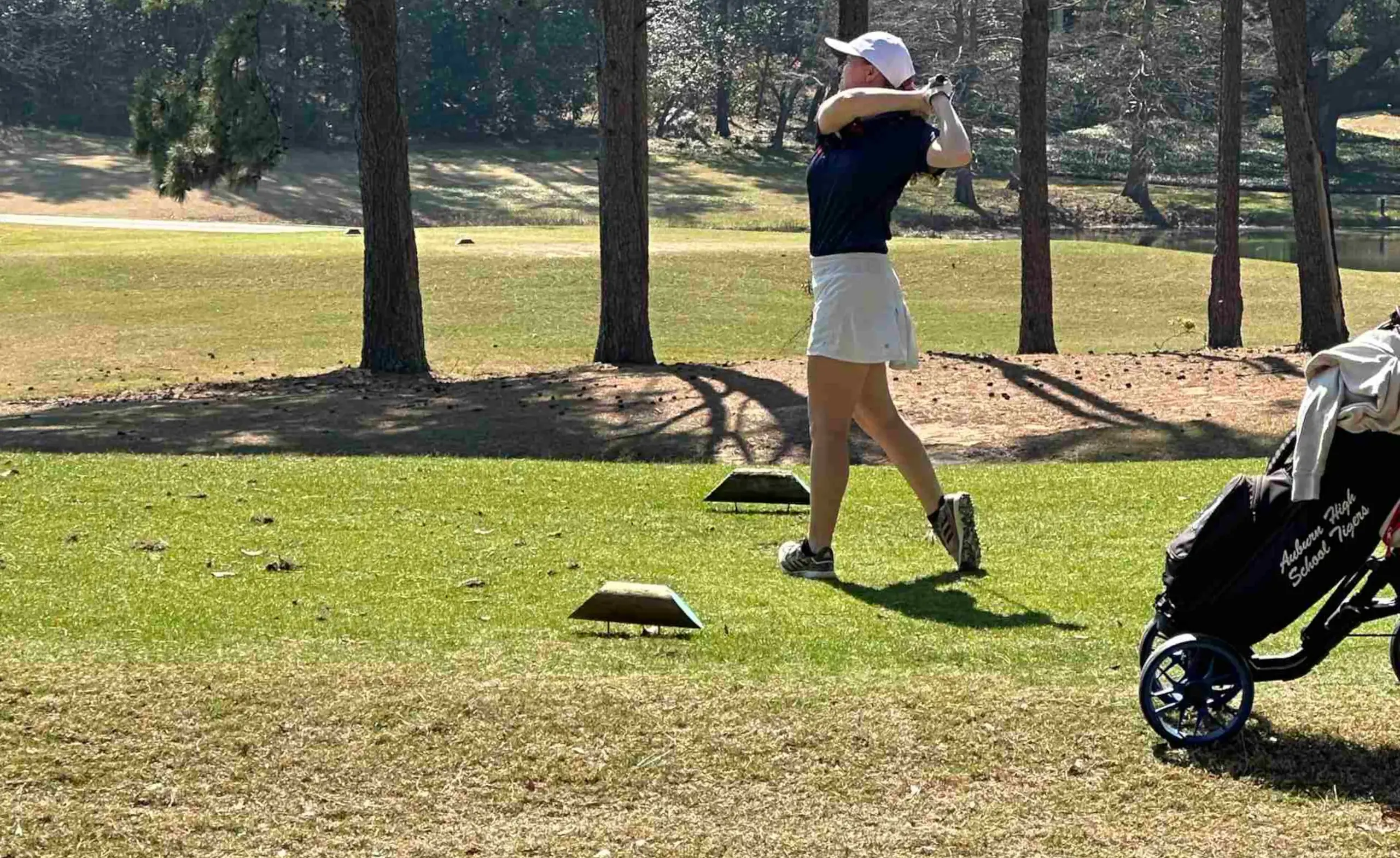 Golfer taking a swing